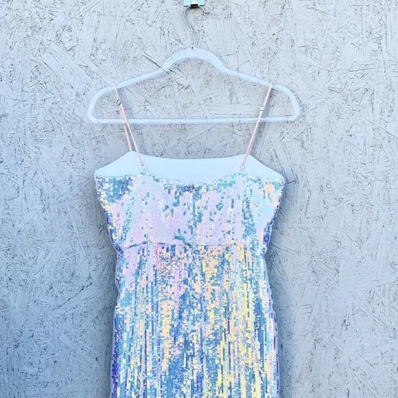 NWT $288 NBD Amethyst Sequin Side Slit Sleeveless Column Maxi Gown Dress M - Picture 7 of 12